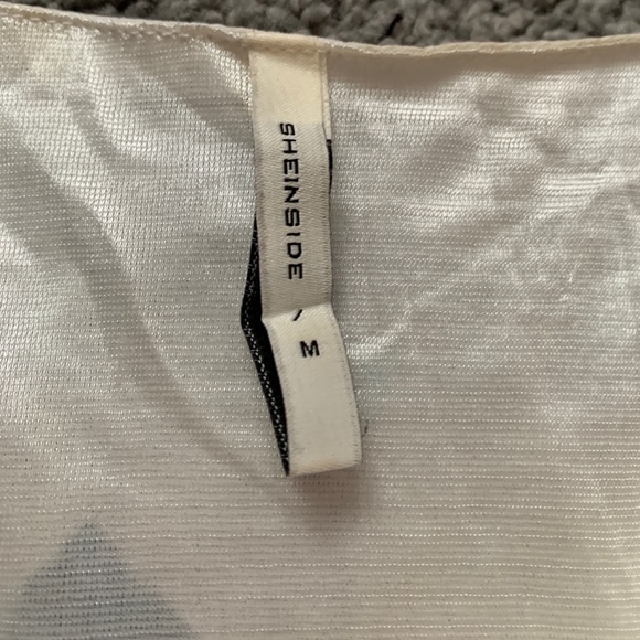 Shein White Long Sleeved Leaves Print Dress - Picture 9 of 9